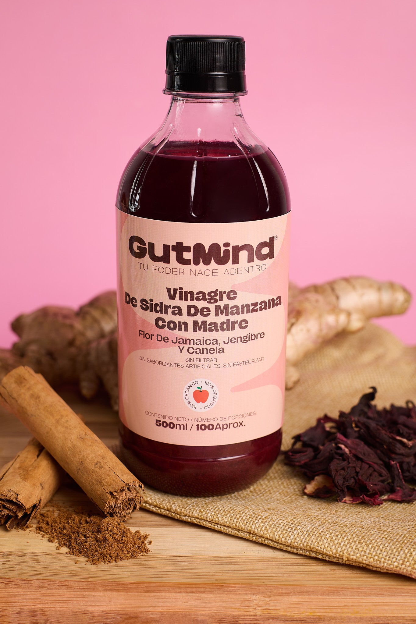 Vinagre de Manzana + Flor de Jamaica, Jengibre y Canela